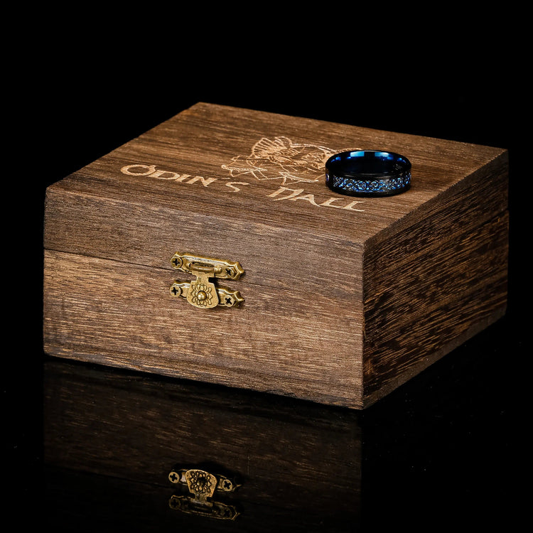 Bague de Jarl valhalla azur en tungstene Odin s Hall