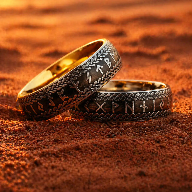 Bague Viking \"Anneau de Midgard Tressé de Runes\"