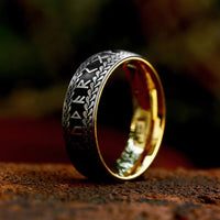 Bague Viking \"Anneau de Midgard Tressé de Runes\"