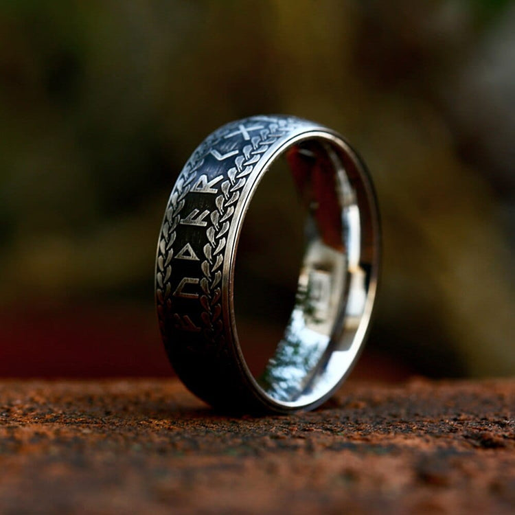 Bague Viking \"Anneau de Midgard Tressé de Runes\"