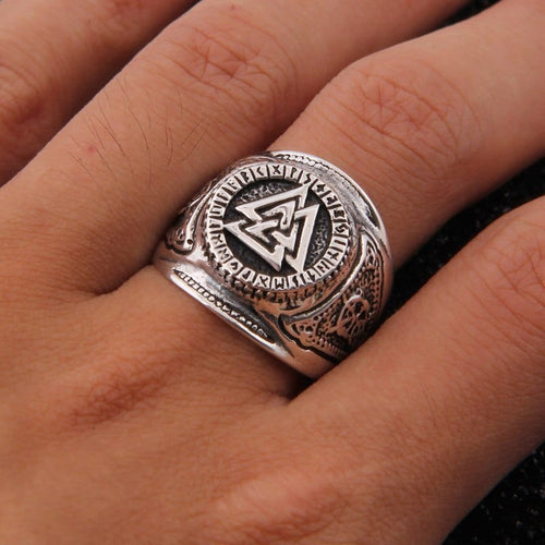 bague Bague Viking en Argent Sterling 925 - Pouvoir du Valknut - Odins Hall