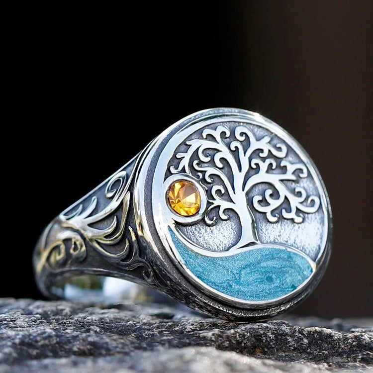 Bague Yggdrasil \"Marche vers la lumière\"