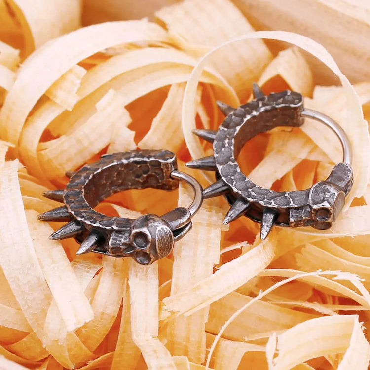 Boucles d'oreilles tête de mort viking