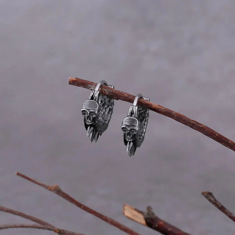 Boucles d'oreilles tête de mort viking