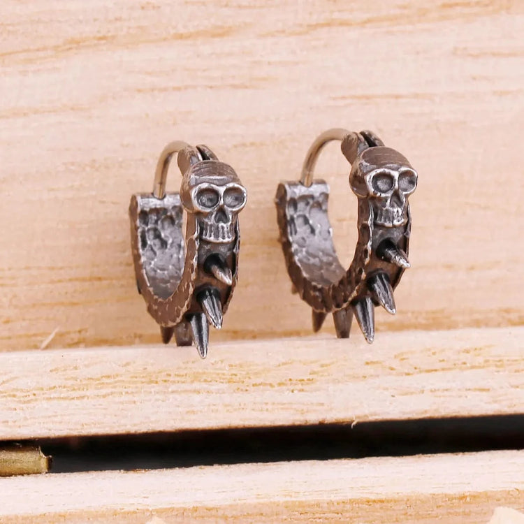 Boucles d'oreilles tête de mort viking