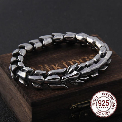 Bracelet Bracelet Viking en Argent Sterling 925 - Le Splendide Ouroboros - Odins Hall