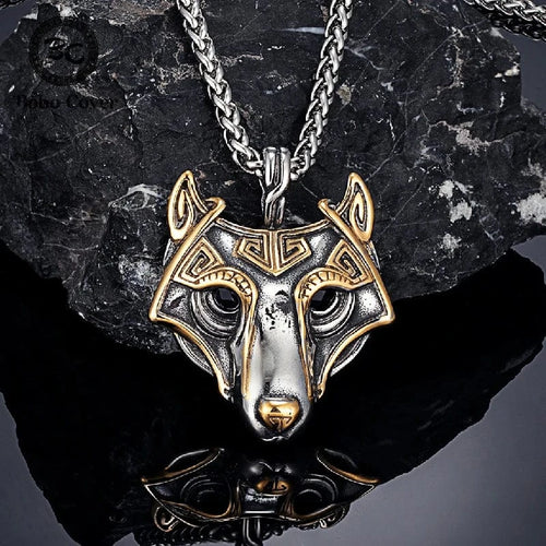 Collier masque de Fenrir doré - Odins Hall