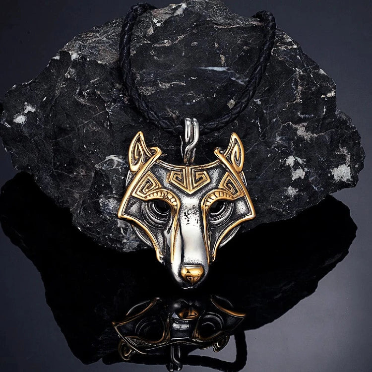 Collier masque de Fenrir doré