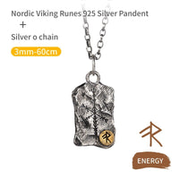 Collier Viking en Argent Sterling 925 - Stèle Runique