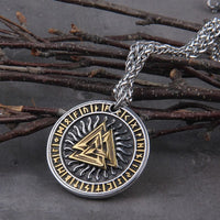 Collier Viking \"Pendentif du Soleil Runic et Valknut\"