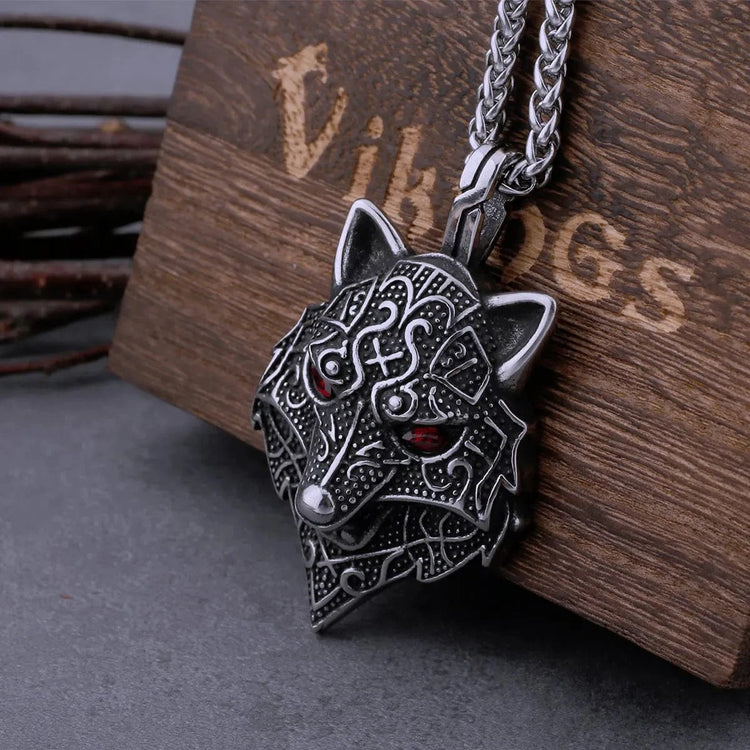 Collier viking tête de Fenrir