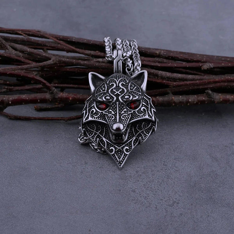 Collier viking tête de Fenrir