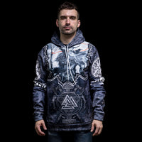 Hoodie Viking \"Hoodie Odin et Gungnir - Les Haches du Valknut\"