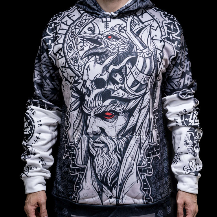 Hoodie Viking \"Regard de corbeau d'Odin\"