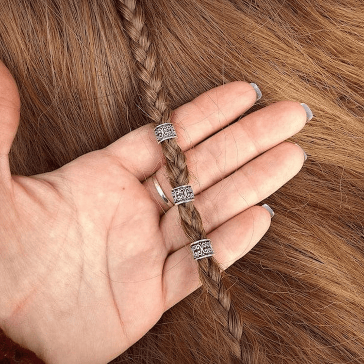 3 Perles à cheveux Viking - Argent - Bijoux cheveux ou barbe