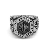 Bague boussole runique Vegvisir