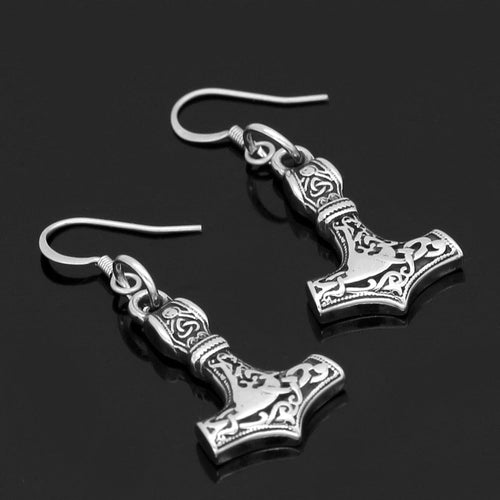 bijoux Boucles d'oreilles Mjolnir en acier inoxydable - Odins Hall
