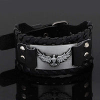 Bracelet corbeau d'Odin en cuir