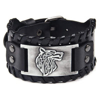 Bracelet en cuir ajustable - Loup Fenrir®