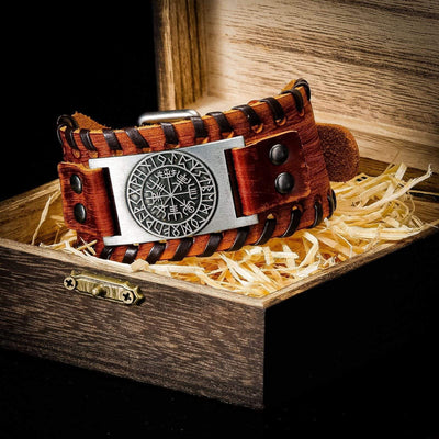 Bracelet Viking en Cuir Vegvisir Homme Femme Nordique Celte Bracelet Viking en Cuir Vegvisir Homme Femme Nordique Celte