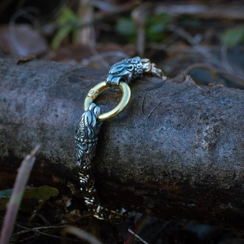 Bracelet Bracelet tête de serpent doré | Acier Inoxydable - Odins Hall