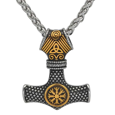 Collier marteau de Thor avec heaume de la terreur