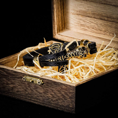 Bracelet Bracelet Viking hache de guerre en cuir dans sa boite