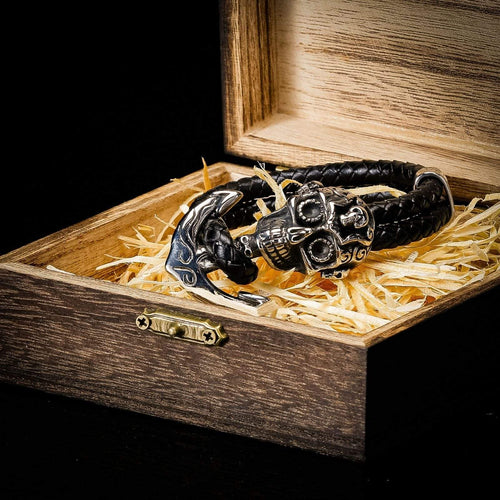 Bracelet Bracelet Viking terreur des marins en cuir dans sa boite