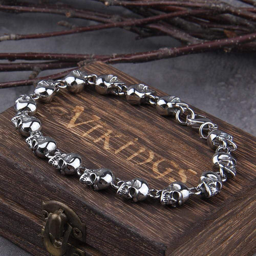 Bracelet Bracelet Viking - tête de mort en chaîne - Odins Hall