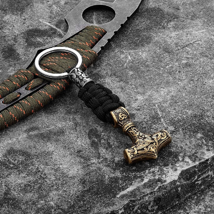 Porte-clés Viking marteau de Thor en paracorde et acier inoxydable